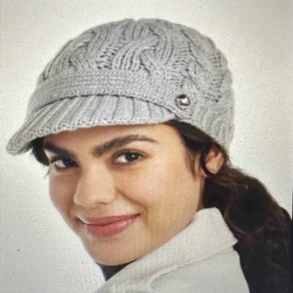 Michael Kors, cable, knit peak, Hat with brim
